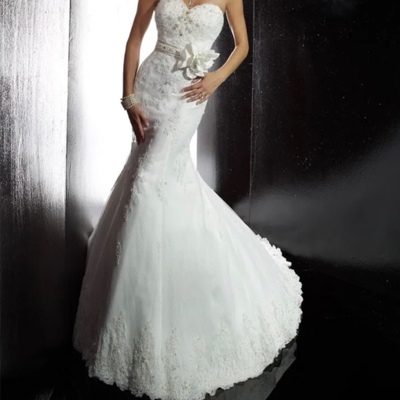 vintage style mermaid wedding dress Vintage Style Lace Mermaid Dress with Illusion Neckline